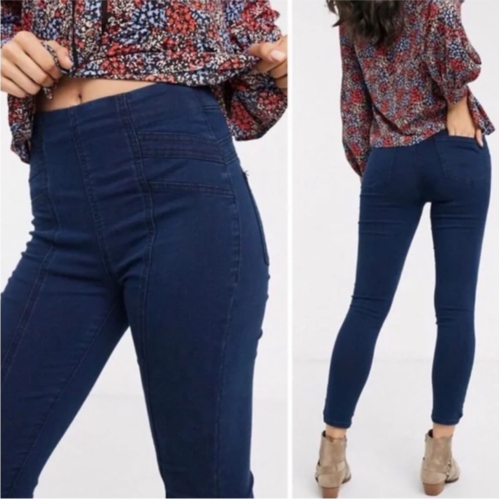 Free People Womans Stretchy Stargirl Skinny Blue Jeans Size 30